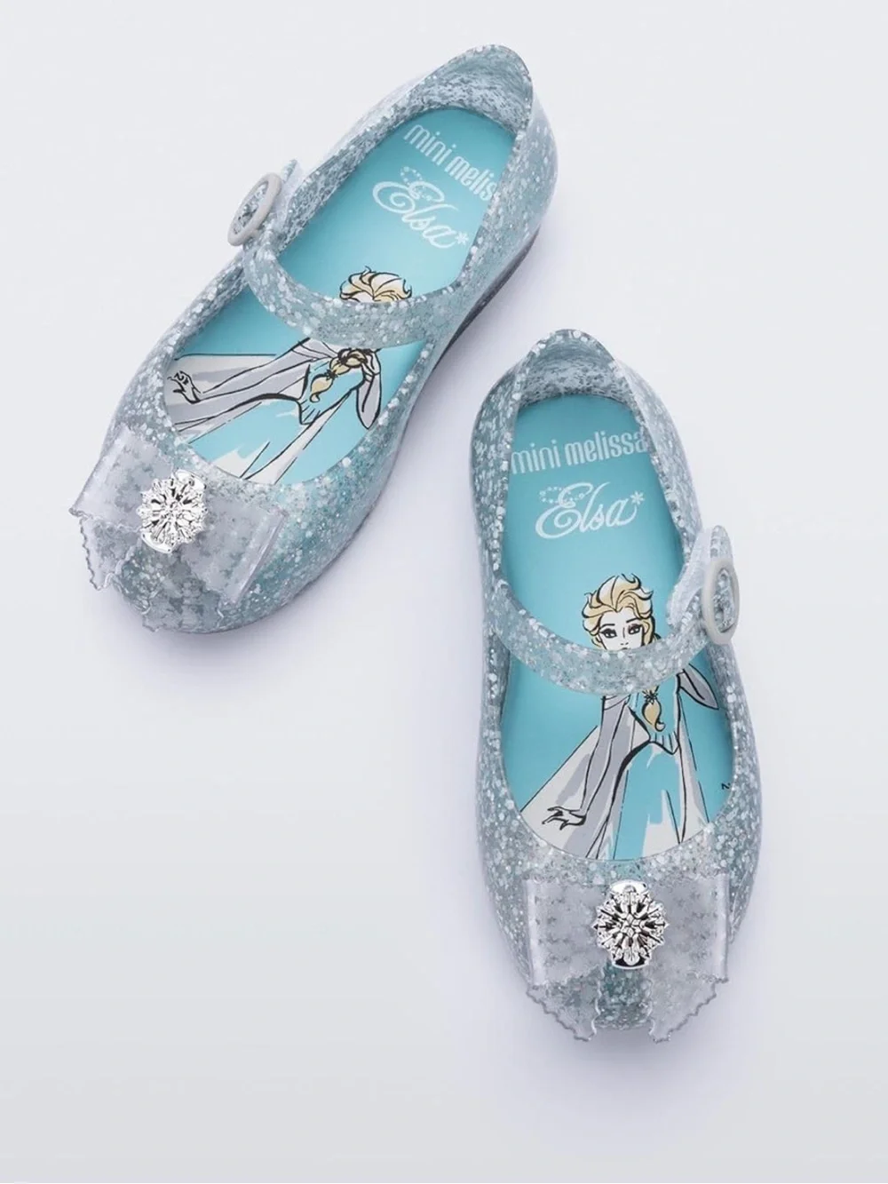 Mini Melissa Elsa Glitter Light Blue Mary Jane Shoes